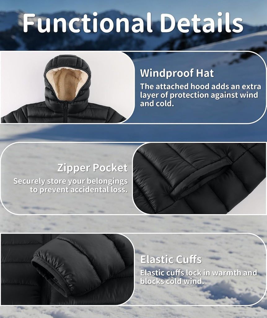 Boys Girls Winter Coat Sherpa Fleece Lined Puffer Jacket