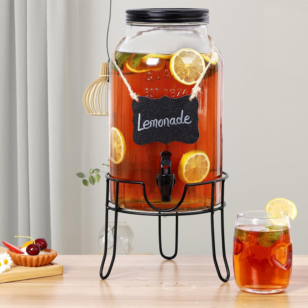 1.5 Gallon for Parties, Ice Beverage Dispensers with Stand, Glass Water Dispenser with Spigot, Laundry Detergent