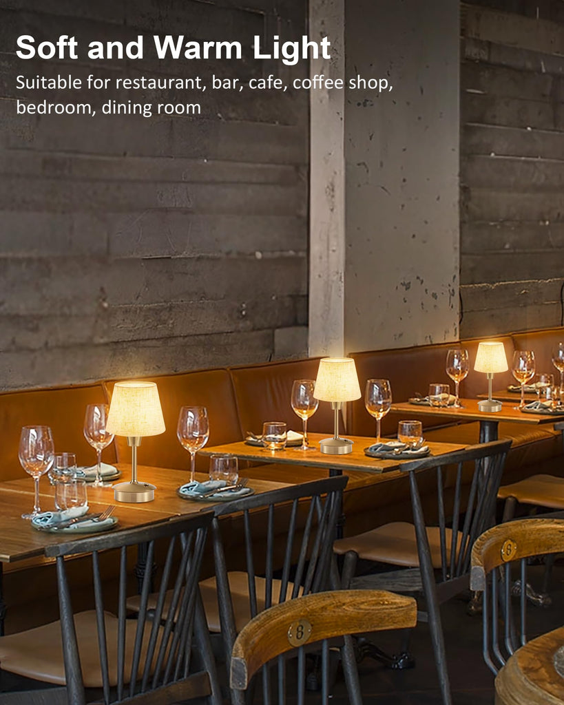 2 Pack Small Rechargeable Cordless Table Lamp for Restaurant Bar