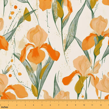 Watercolor Flower Fabric by The Yard, Oil Painting Peony Upholstery, Botanical Floral Leaves Indoor/Outdoor, Garden