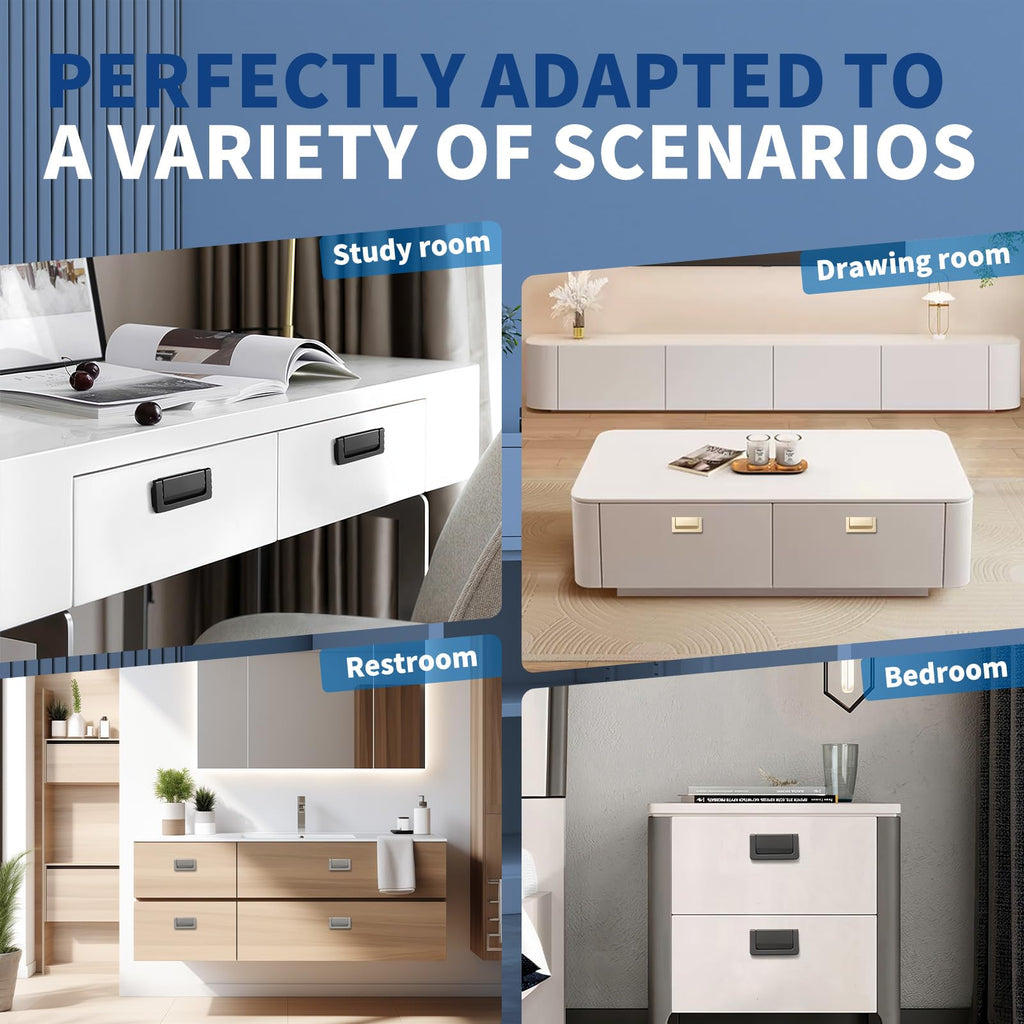 3 Packs 2.9" Invisible Drawer Flush Pull Handle with Screws, Zinc Alloy Concealed Flush Ring Pull, Hidden Recessed