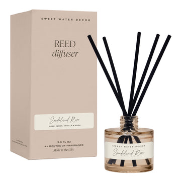 Sandalwood Rose Reed Diffuser - Room Decor Aesthetic with Long-Lasting Premium Fragrance of Green, Leafy, Winey