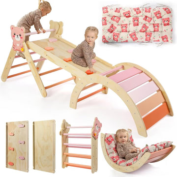 Triangle Set with Cushion, 7 in 1 Toddler Climbing Toys Indoor