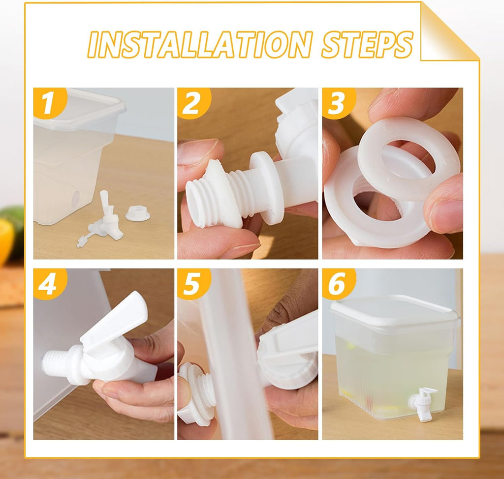 1.3 Gallon Drink Dispenser with Spigot for Fridge, Leakproof Plastic Water Container Fridge Beverage Dispenser - Set of 4