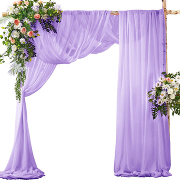 2 Panels Wedding Arch Draping Fabric Lavender Purple Sheer Drape