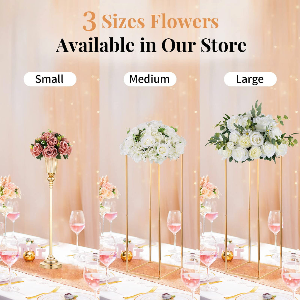 Artificial Flower Centrepieces for Tables - 10 Pcs Dusty Rose Fake Flowers Roses Balls 9.5in Diameter - Silk Faux