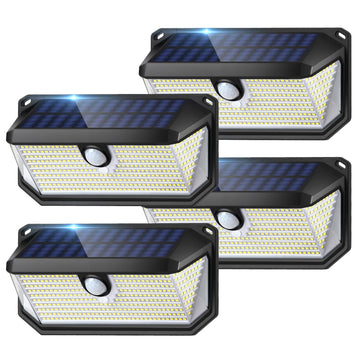 Solar Lights Outdoor Waterproof, 4-Pack Super Bright 388 LEDs Motion Sensor Security Lights with Lights Reflector and