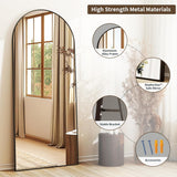56"x21" Arched Full Length Mirror Floor Mirrors with Aluminum Alloy Frame Free-Standing Wall Mounted Floor Mirrors or