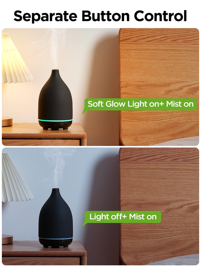 150ml Ceramic Essential Oil Diffuser, Diffusers, Black