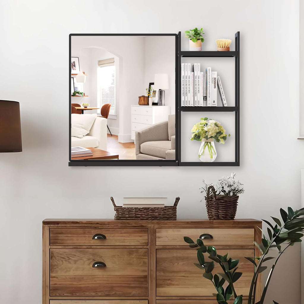 Bathroom Mirror with Shelf 31 x 24 Inch Wall Mirror with Storage