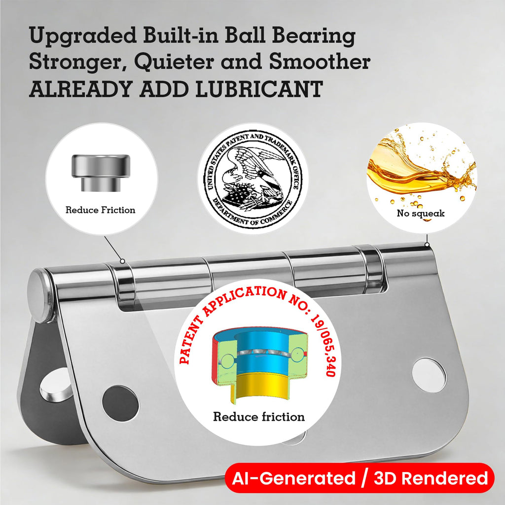 Rounded Door Hinges Polished Chrome 3.5 Inch 5/8" Lasting Mute