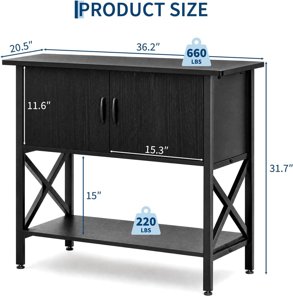 40‐50 Gallon Aquarium Stand with 2 Storage Cabinets, Adjustable Feet, Black
