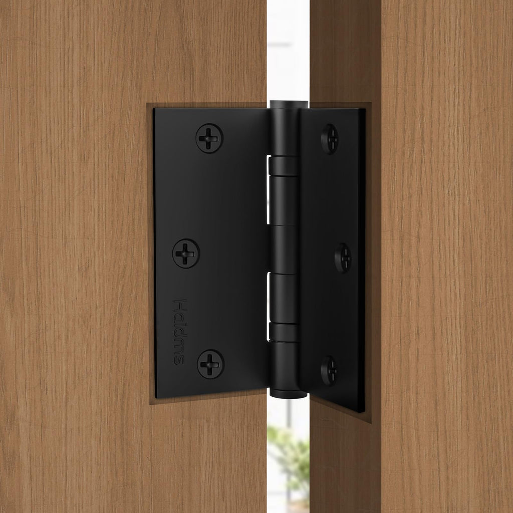 3 Pack Matte Black 3.5 Inch Door Hinges with 1/4" Radius Corner