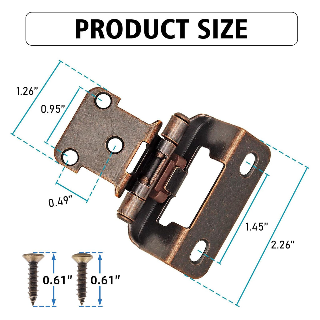 8 Pack (4 Pairs) 1/2 Inch Overlay Partial Wrap Hinges Oil Rubbed Bronze