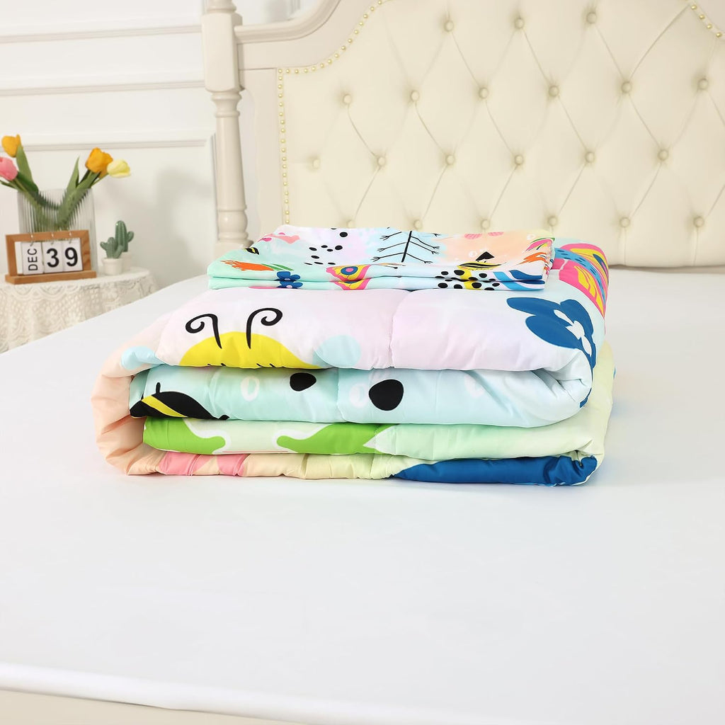 Rainbow Comforter Sets Twin Cartoon Floral Frogs Bedding Set for Girls Kids Children Boys Butterfly Flowers Bees