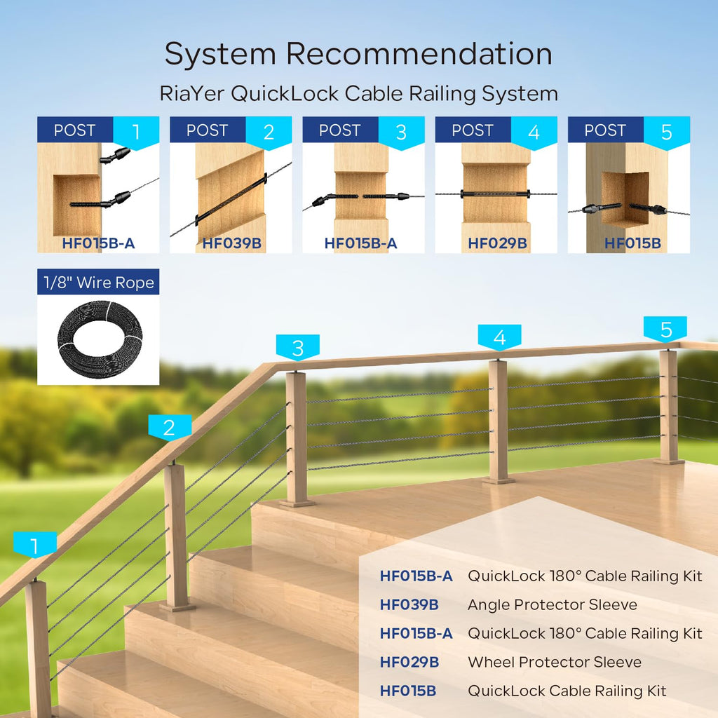 30 Pairs Black Cable Railing Kit Tensioner QuickLock, Right&Left Handed Thread Swage Lag Screws for Wood Post of 1/8"