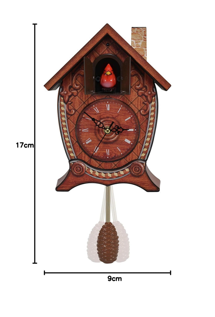 Traditional Chalet Style Singing Cardinal Tabletop Cuckoo Clock
