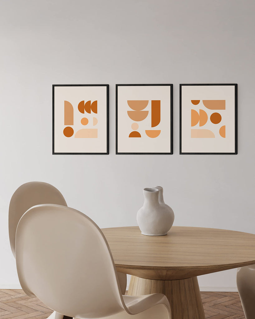 Boho Posters - Set of 3 Boho Pictures Wall Decor, Geometric Pictures, Mid Century Modern Art, Bauhaus Posters
