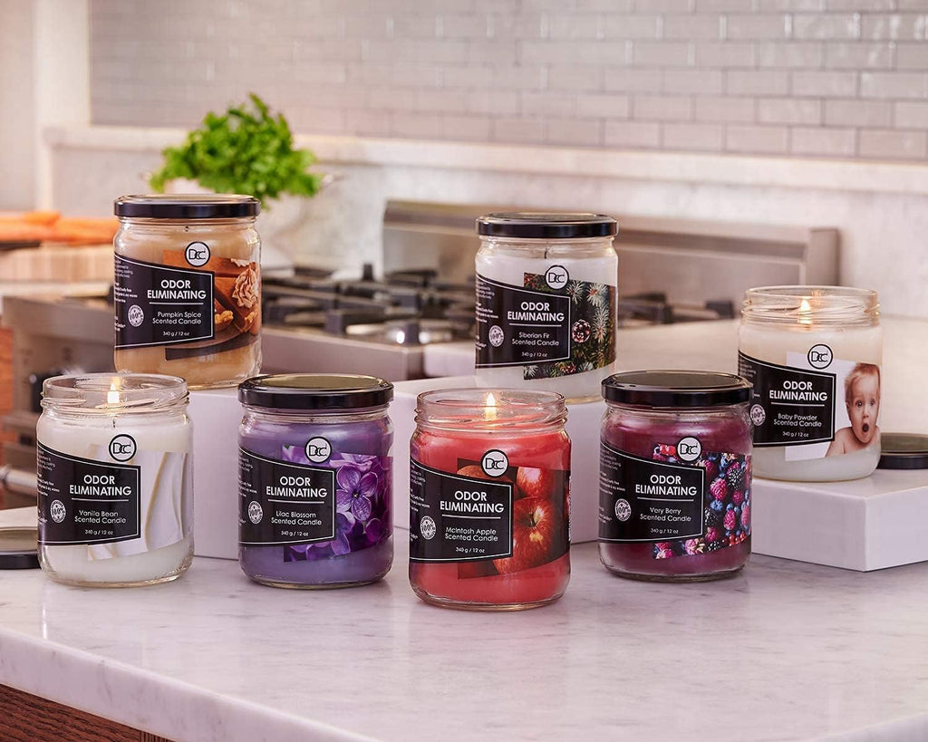Vanilla Bean Odor Eliminating Highly Fragranced Candle - Eliminates 95% of Pet, Smoke, Food, and Other Smells Quickly - Set of 12