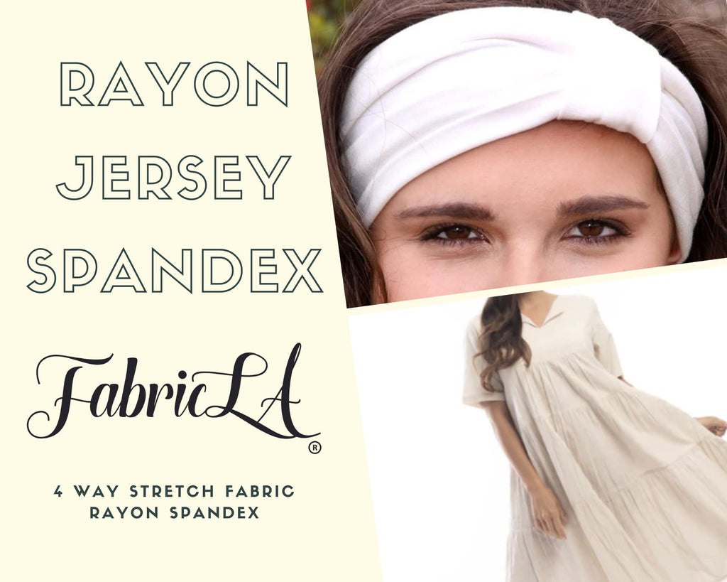 Rayon Jersey Spandex - 4 Way Stretch - 58/60" Inches (150 CM) Wide - Medium to Heavy Fabric 240gsm - Ivory, 1