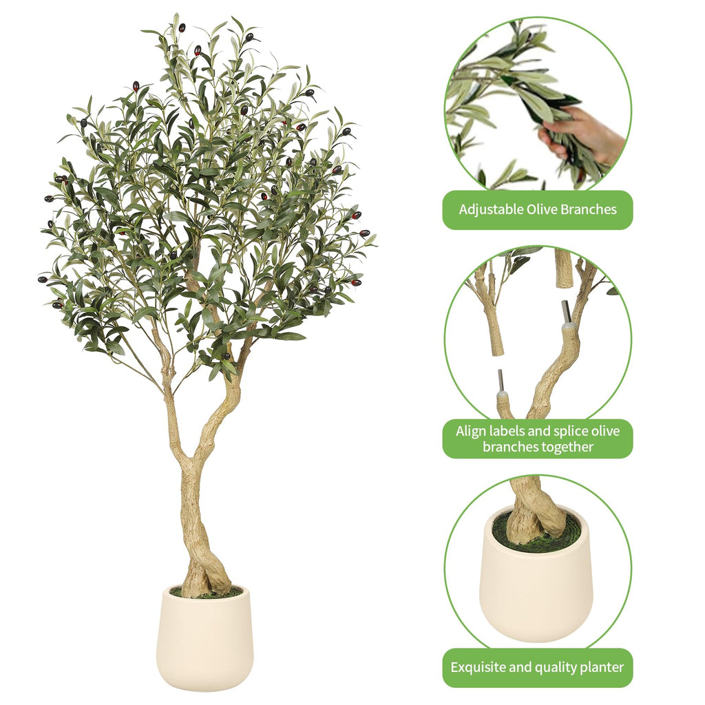 5ft Olive Trees Artificial Indoor with White Tall Exquisite Planter