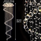 Modern Contemporary Swirl Chandelier Lighting for Foyer Dining Room Kitchen Chandelier Fixture Ceiling Light Rain Drop with All Crystal Balls D20'' X H61'' A100-B00NGCAHNY