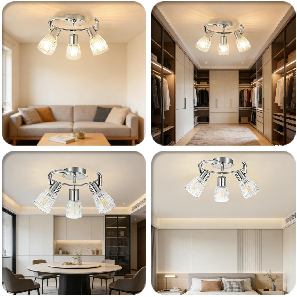 Ceiling Light Fixture Adjustable Modern Chrome Track Lighting