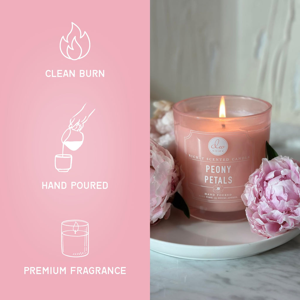 Peony Petals Scented Candle, 9 oz Candle Jar, Up to 33H Burn Time, Floral Scented Candle for Relaxation, Gifting