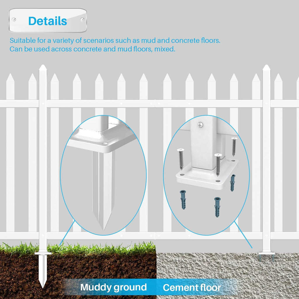 5-Set Vinyl Picket Fence Panels White PVC - 36" H x 84" W for Front Yard, Porch, Deck, Pool - Air Conditioner Safe