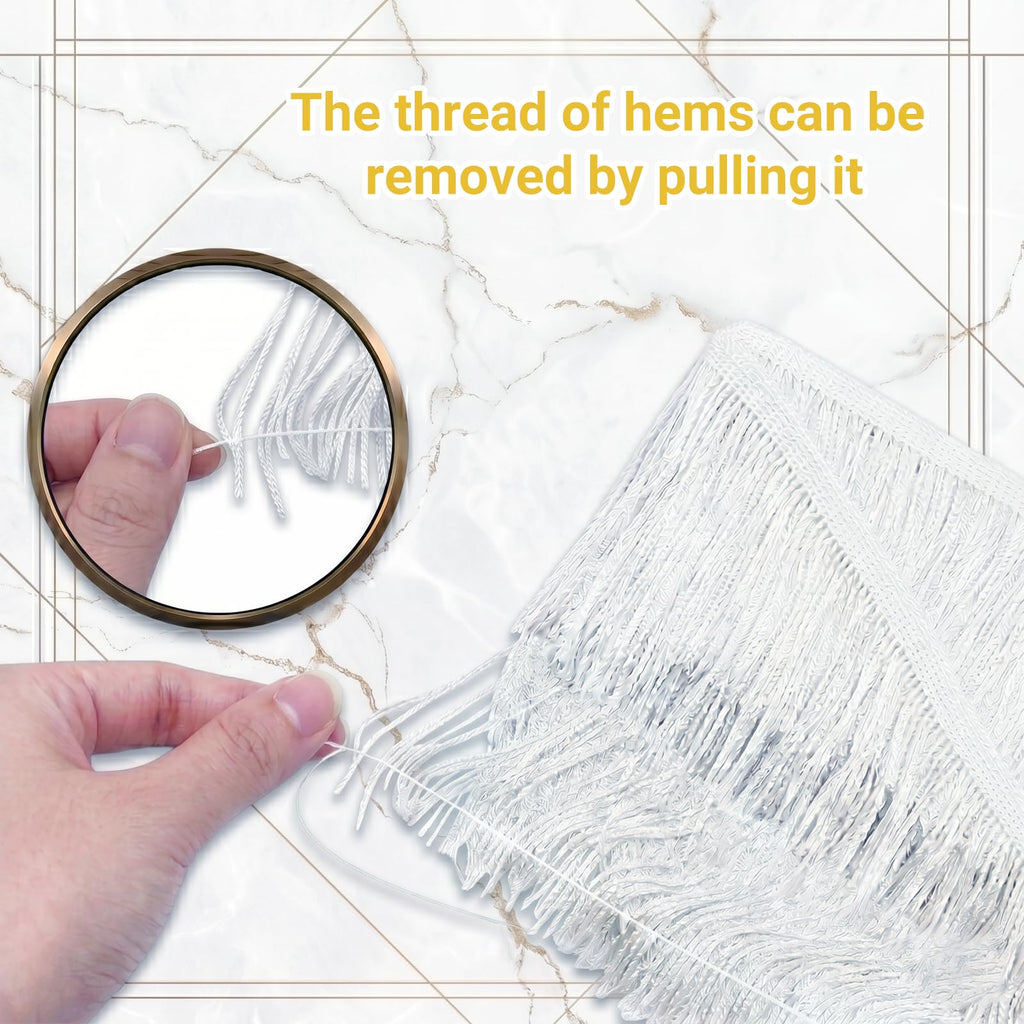 4 Inch White Chainette Fringe Trim Polyester Ribbon 10 Yards