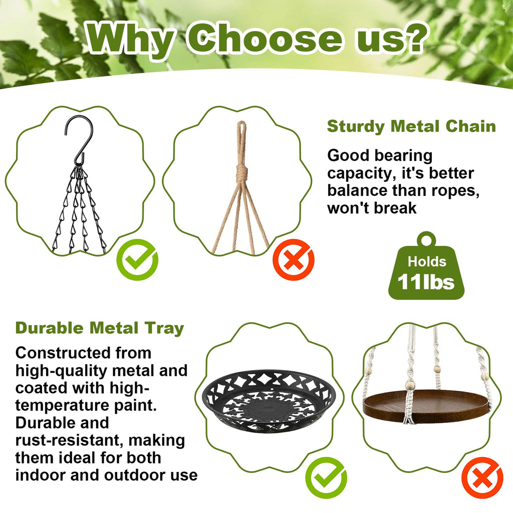 2 Pack Plant Hanger, 12" Metal Hanging Planter for Indoor Plants