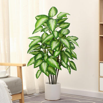 Artificial Golden Dieffenbachia 4ft Tall Artificial Plants Indoor Decorative Silk Plants Potted Faux Tropical Tree