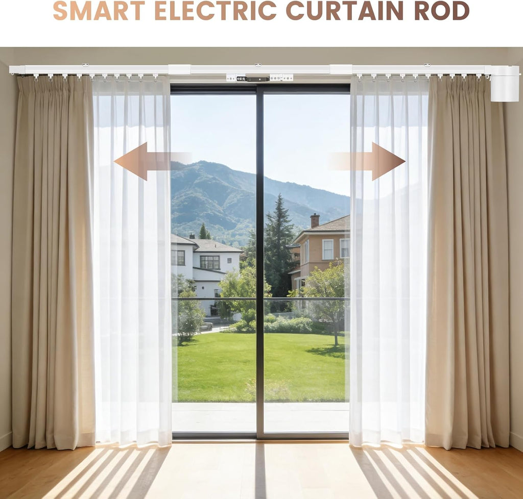 Smart Electric Curtain Track, 177" Motorized Curtain Rail with APP & Remote Control, Ultra Quiet Automatic Smart Home