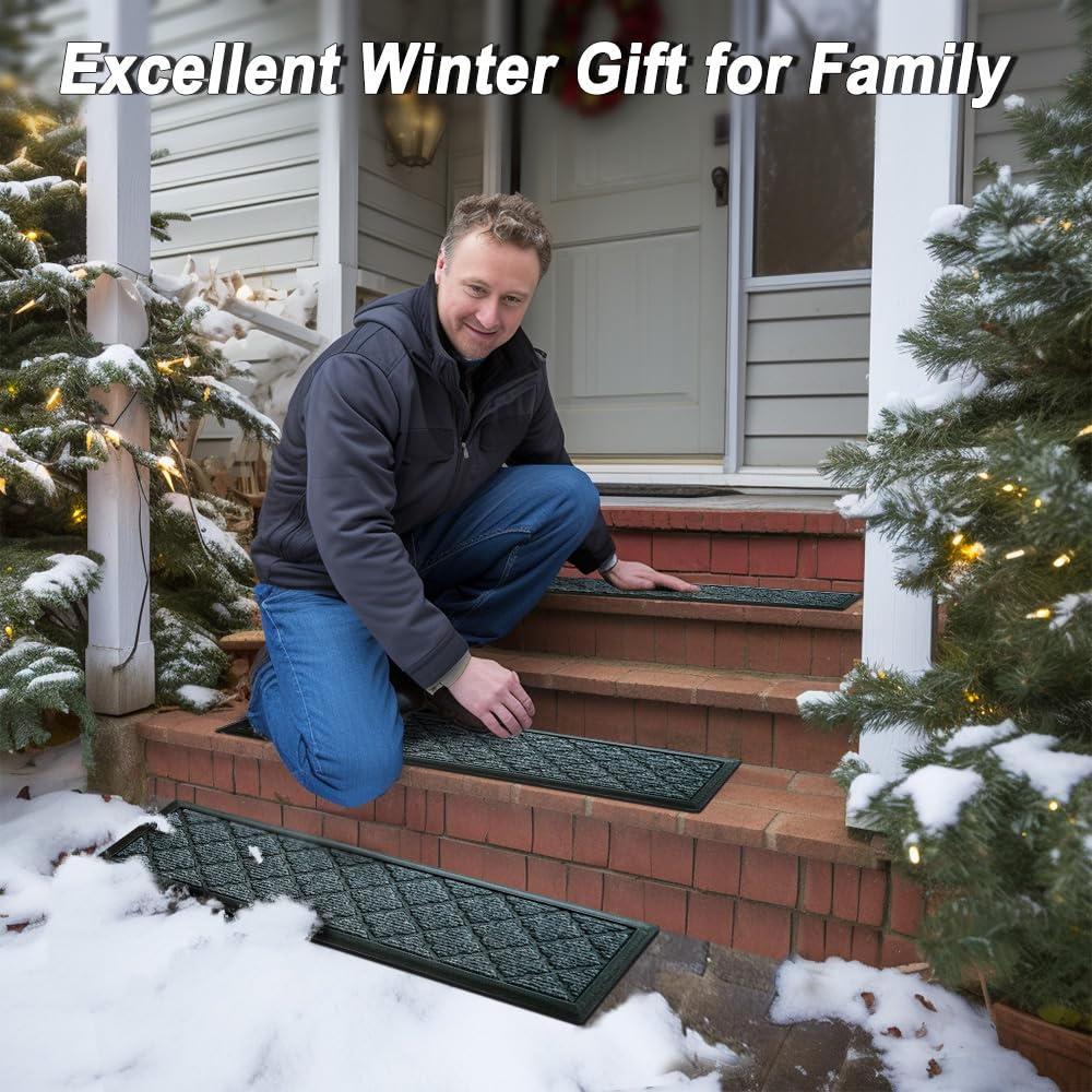 6pcs 8.5" x 30" for Elders and Dogs on Wooden Steps Indoor, Winter, Non Slip Stair Runner Rug Ice Insulation with