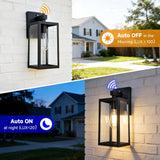 Dusk to Dawn Sensor Outdoor Wall Sconce, Exterior Porch Lantern Fixture with E26 Socket & Glass Shade