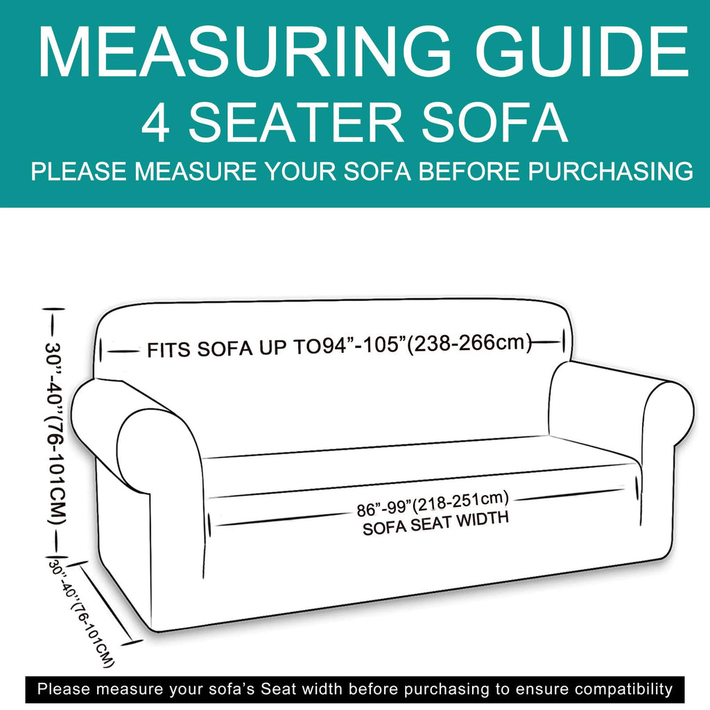 4 Seater Stretch Couch Cover for 3 Cushion Sofa, Beige