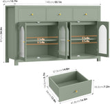 Buffet Cabinet with Storage, 55.1" Large Sideboard Buffet, Farmhouse Kitchen Cabinet with 3 Drawers and 4 Doors