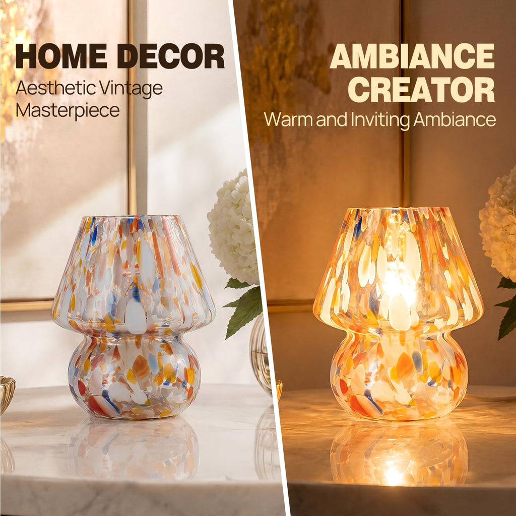 Small Mushroom Table Lamp for Bedside & Nightstand, Murano, Mixed