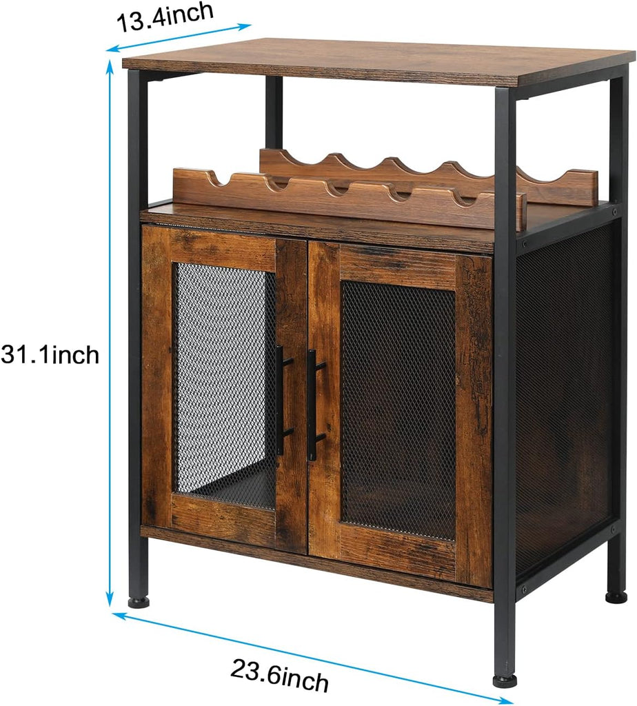 Wine Bar Rack Cabinet with Detachable Wine Rack, Coffee Barwith Glass Holder, Small Sideboard and Buffet Cabinet with