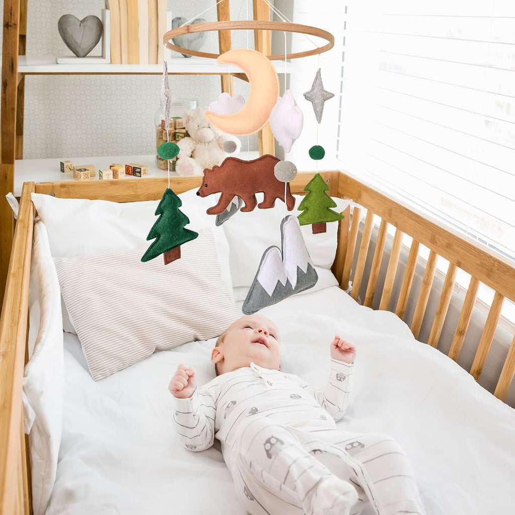 Woodland Baby Mobile, Woodland Mobile for Crib, Bear Crib Mobile for Boys, Nursery Mobile for Bassinet, Pack