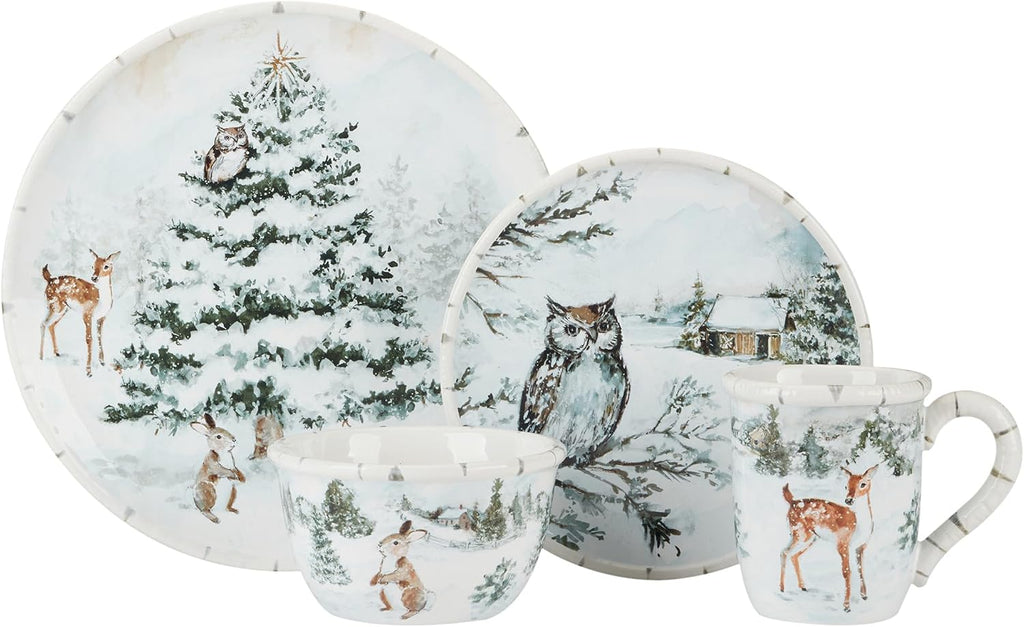 Winter Frost 16 Pc Dinnerware Set, Service for 4