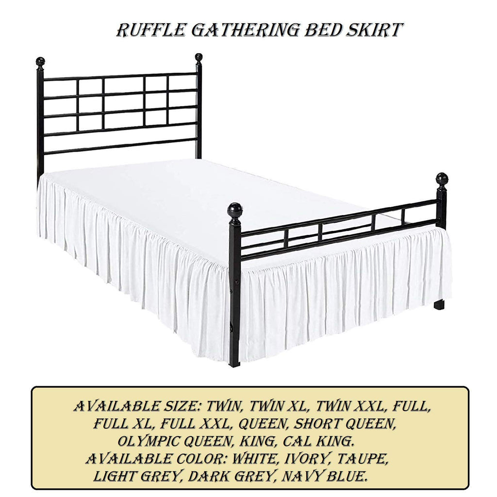 Ruffled Bed Skirt with Split Corners - Light Grey, Full-XL, 21 Inch Drop Bedskirt Expertise Tailored fit Wrinkle Free