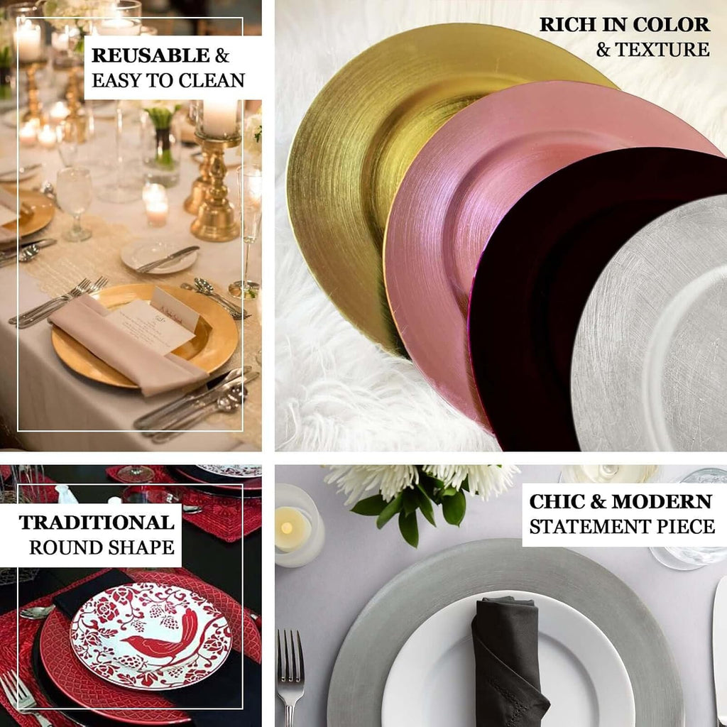 13" Charger Plates - Acrylic Gold Round Disposable Chargers - Set of 12