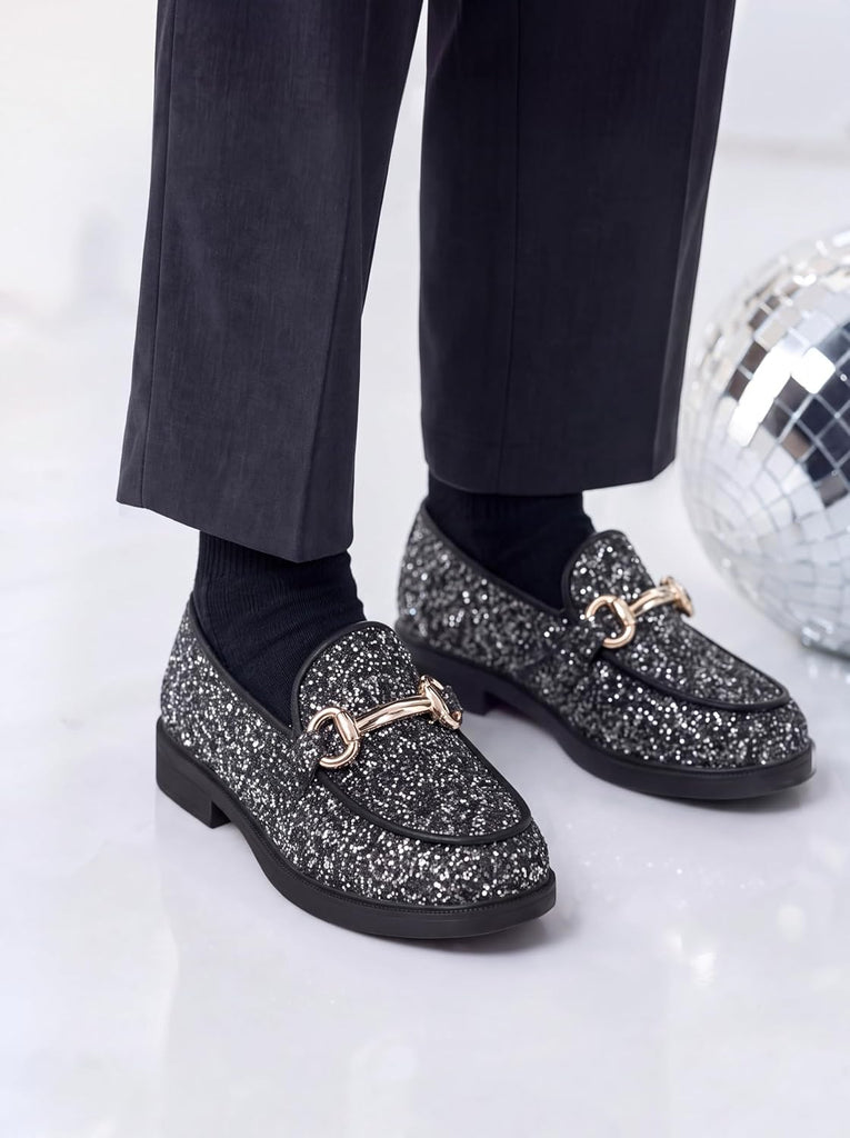 Boy's Glitter Loafers Slip on Flats Dressy Formal Party Shoes