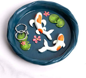 Koi Fish Ring Dish, Decorative Jewelry Tray & Key Bowl