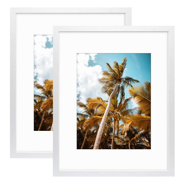 2 Pack 16x20 White Picture Frame with Real Glass Mat for 11x14