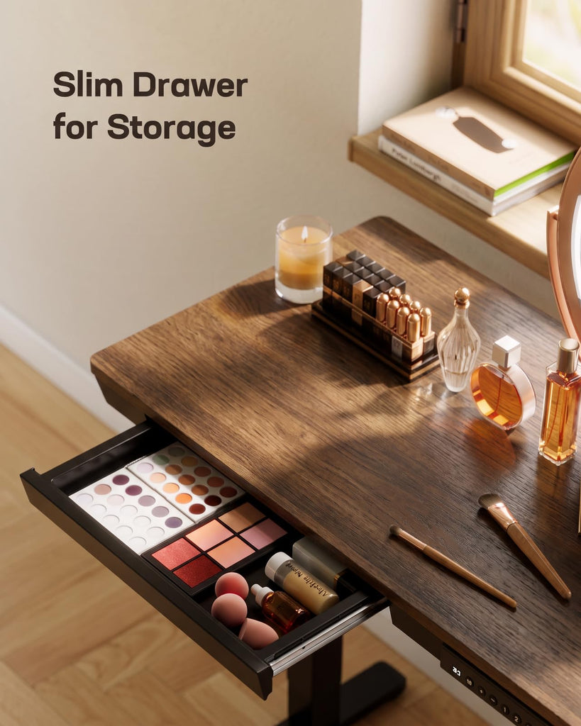 Electric Standing Desk, 35 x 20 Inch Sit Stand Desk, Walnut