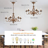 French Country Chandeliers, 6 Lights Rustic Vintage Metal Pendant Light Fixture Hanging Light for Farmhouse, Kitchen Island, Dining Room, Living Room, Antique Bronze E12 Base A109-B0DSB6FD98