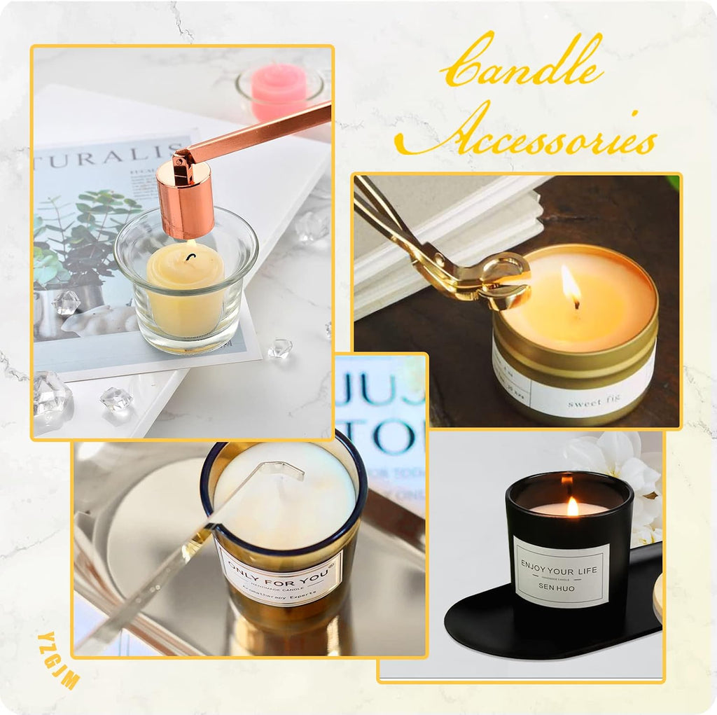Exquisite Candle Accessories Tool Pack Bag, Rechargeable Electric Lighter, Wick Trimmer, Dipper, Snuffer and Tray