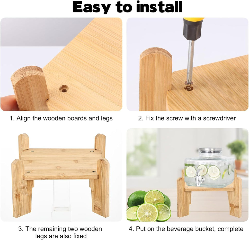 Natural Wooden Drink Dispenser Stand, Beverage Dispenser Stand and Water Jug Holder Glass Water Jugs Base
